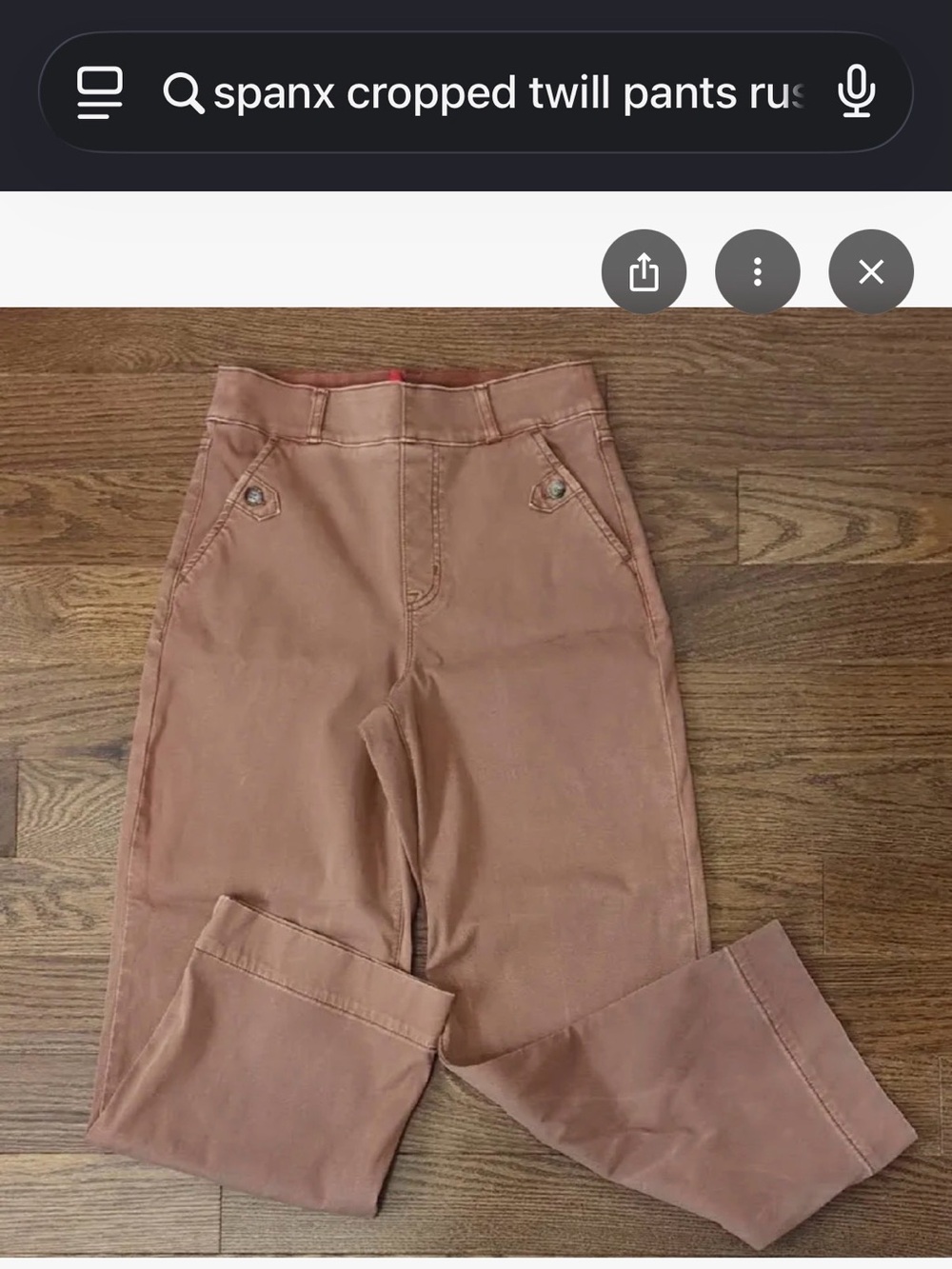 SPANX Cropped Twill Pants in Rust Brown